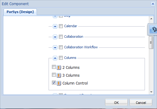 Selecting Column Control Component
