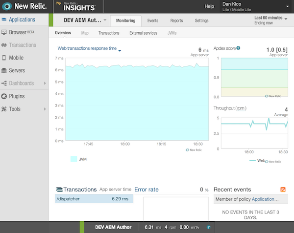 New Relic Reporting for AEM