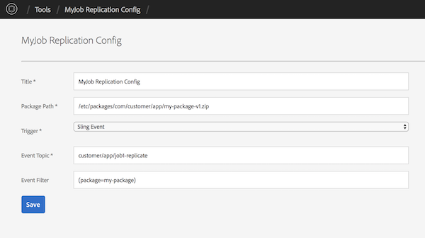 Configuring the Automatic Package Replication service