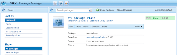 Creating an AEM Package for the Automatic Package Replicator