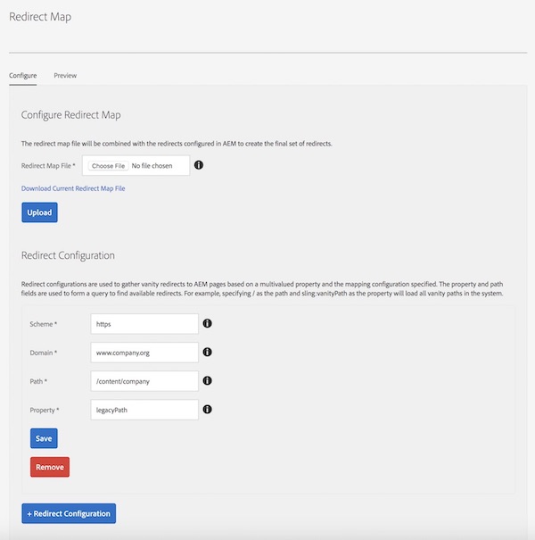 Configuring Redirect Map Manager