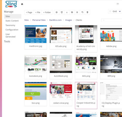 New Sling CMS Grid View